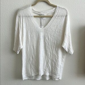 White V-Neck Knit Top